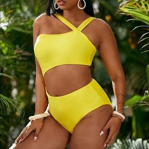 Yellow Plus cut out one piece swimsuit